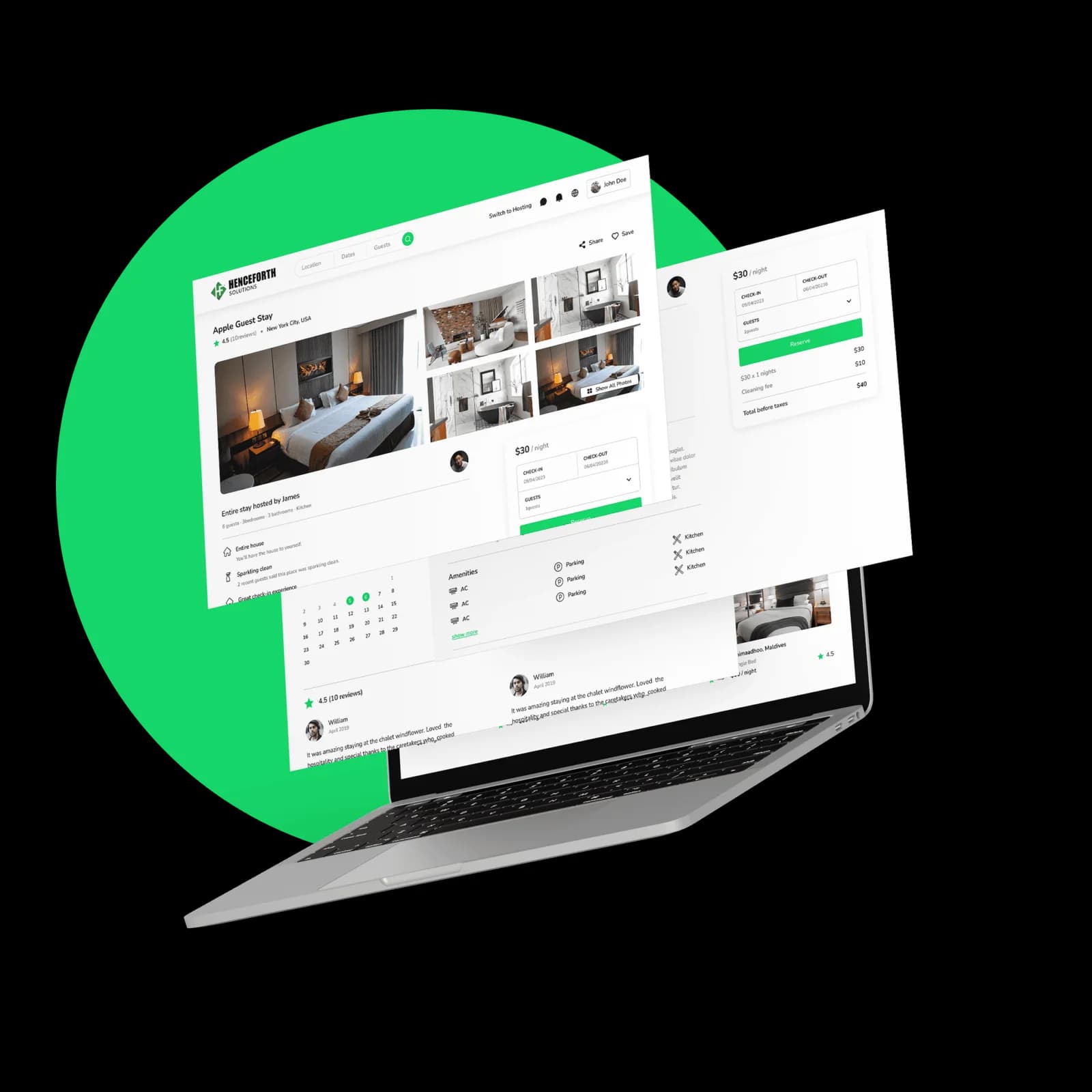 ReadyBNB Airbnb Clone App Platform Mockup on Laptop
