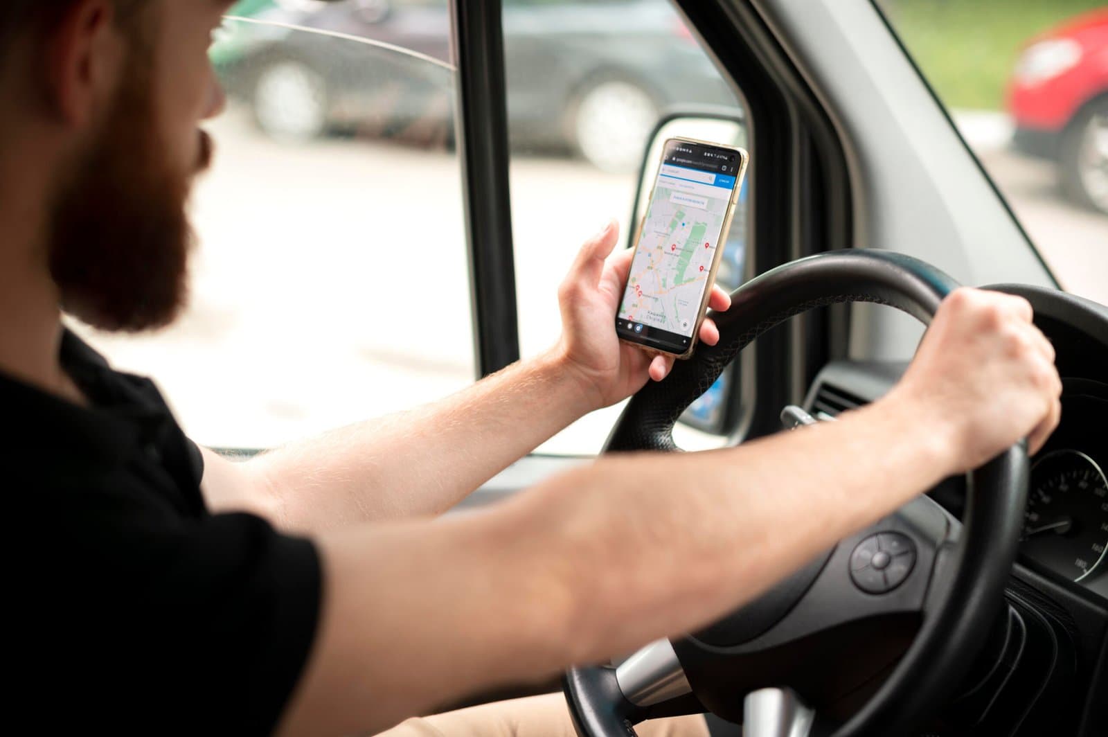 Fleet Driver inside taxi vehicle